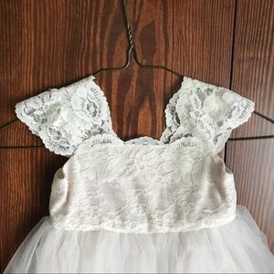 Handmade off white flower girl dress
